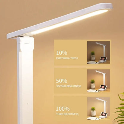 LED Touch Switch White Folding Desk Lamp Bedroom Bedside Study Reading Eye Care Night Lamp USB Plug-in Dimmable White Desk Lamp