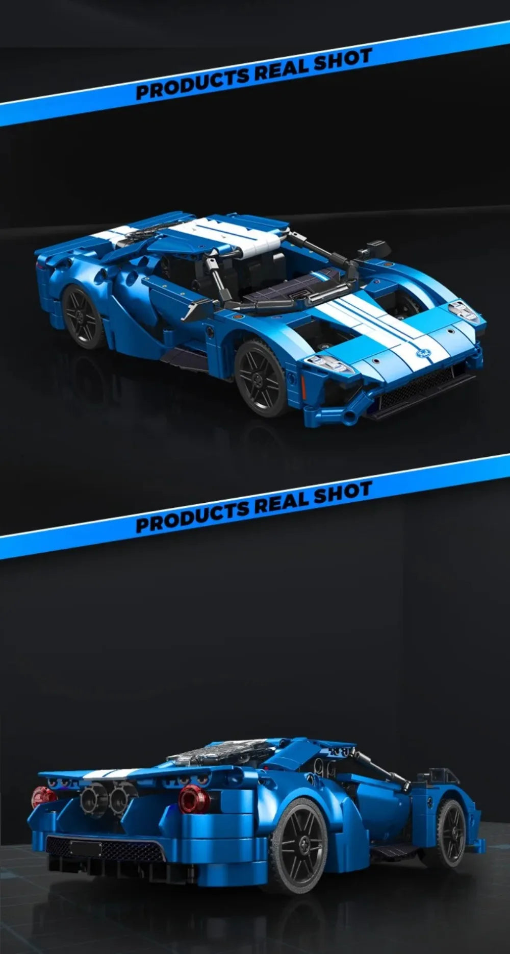 Ford GT Muscle Sports Car, Model Racing Vehicle, Assemble Bricks