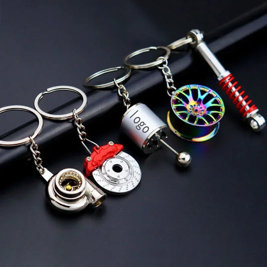 Keychain, Speed Gearbox, Turbo Hub Brake Disc Pendant Shock Absorber Keys Holder Chain Ring