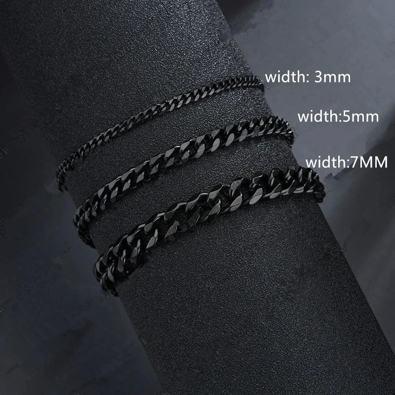 2025 Trendy Cuban Chain Bracelet for Men & Women – Classic Stainless Steel, 3/5/7mm Width,