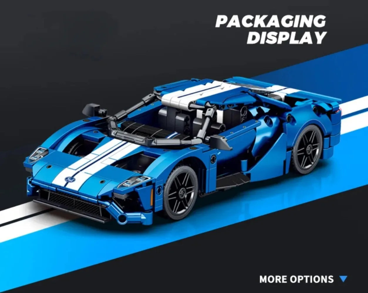 Ford GT Muscle Sports Car, Model Racing Vehicle, Assemble Bricks