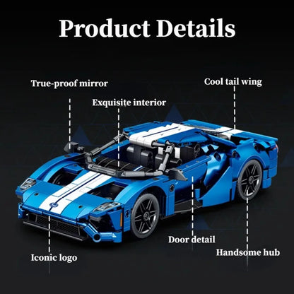 Ford GT Muscle Sports Car, Model Racing Vehicle, Assemble Bricks